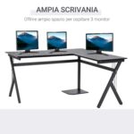 Scrivania Angolare per Computer scrivania da ufficio Tavolo PC in legno nero