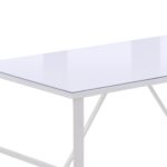 Scrivania Moderna in Metallo Bianco e Vetro Temperato 120x60x74.5cm