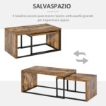 Set di 2 Tavolini da Salotto Impilabili e Salvaspazio in Stile Industriale