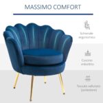 Poltrona Vintage di Design in Velluto Blu