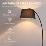 Lampada da Terra ad Arco con Paralume in Tessuto e Interruttore a Pedale