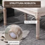 Panca Fondo Letto Imbottita con Rivestimento Effetto Lino e Gambe in Legno