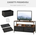 Mobile Porta TV da 47 con Cassetti Pieghevoli in Tessuto e Mensola