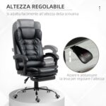 Sedia da Ufficio ad Altezza Regolabile con Schienale Reclinabile e Poggiapiedi