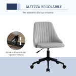 Sedia da Ufficio in Velluto Grigio con Altezza Regolabile