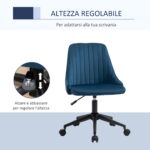 Sedia da Ufficio in Velluto Blu con Altezza Regolabile