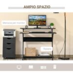 Tavolo Porta PC Salvaspazio con Ripiano Monitor Rialzato