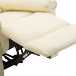 Poltrona Relax Reclinabile Imbottita Ergonomica con Poggiapiedi Pelle PU 80 x 97 x 107cm Crema