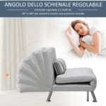 Poltrona Letto in Ferro e Cotone con Cuscino a Righe 75 x 70 x 75cm Grigio