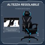 Sedia Ufficio Ergonomica con Altezza Regolabile in Tessuto Nero e Blu