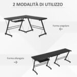 Metallo a forma di L: 130L x 130P x 73.5A cm  dritta: 210L x 50P x 73.5A cm Nero