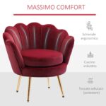 Poltrona Vintage di Design in Velluto Rosso Scuro