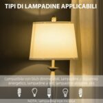 Set con Lampada da Terra e Lampada da Tavolo in Acciaio e Tessuto