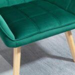 Poltroncina Stile Nordico in Legno ed Effetto Velluto Verde per Soggiorno o Ufficio