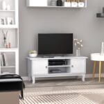 Mobile Porta Tv Bianco Opaco Classico con Ante in Legno per TV 50'' 120×45×50.5cm