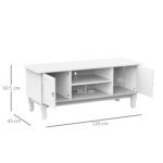 Mobile Porta Tv Bianco Opaco Classico con Ante in Legno per TV 50'' 120×45×50.5cm