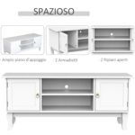 Mobile Porta Tv Bianco Opaco Classico con Ante in Legno per TV 50'' 120×45×50.5cm