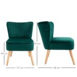 Poltroncina Stile Nordico dal Design Ergonomico in Legno e Velluto Verde per Casa e Soggiorno 57 x 68 x 76 cm