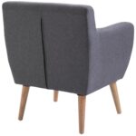 Poltroncina da Camera Soggiorno con Braccioli Tessuto Legno 68 × 58.5 × 76cm Grigio Chiaro