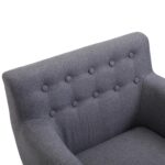 Poltroncina da Camera Soggiorno con Braccioli Tessuto Legno 68 × 58.5 × 76cm Grigio Chiaro