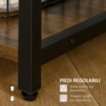 Scrivania Pc con Scaffale e Cassetti in Legno Truciolato e Metallo