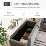 Divano 3 Posti Moderno in Tessuto Grigio con Vano Contenitore e Design Scandinavo