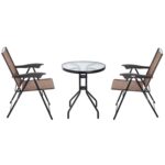 Tavolino con 2 Sedie Set Mobili 3pz Pieghevole Regolabile Esterno Textilene Marrone