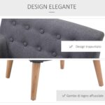 Poltroncina da Camera Soggiorno con Braccioli Tessuto Legno 68 × 58.5 × 76cm Grigio Scuro