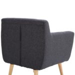 Poltroncina da Camera Soggiorno con Braccioli Tessuto Legno 68 × 58.5 × 76cm Grigio Scuro