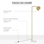 Lampada da Terra Moderna con Paralume Regolabile in Stile Vintage Compatibile con E27 40W - Oro