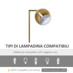 Lampada da Terra Moderna con Paralume Regolabile in Stile Vintage Compatibile con E27 40W - Oro