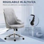 Sedia da Ufficio Regolabile in Altezza con Funzione Girevole e Inclinabile a 360°