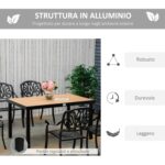 Tavolo da Giardino per 6 Persone in Alluminio e Plastica