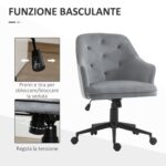 Sedia da Ufficio Girevole Ergonomica con Ruote e Altezza Regolabile