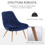 Poltroncina da Camera con Seduta Extra Large in Tessuto Blu