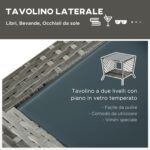 Set Lettino Prendisole e Tavolino in Rattan PE