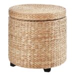 Oigger Pouf Contenitore Rotondo Stile Boho con Rivestimento Naturale