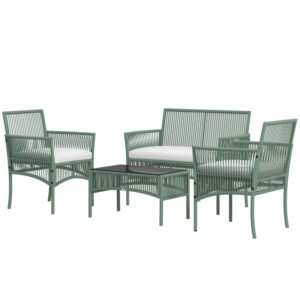 Oigger Set da Giardino in Rattan da 4 Pezzi con 2 Poltroncine