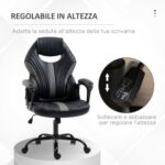 Sedia da Ufficio Stile Gaming in Finta Pelle con Funzione Dondolo