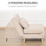 Poltrona Letto 3 in 1 con Schienale Reclinabile in 6 Posizioni