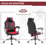 Sedia da Gaming Reclinabile con Supporto Lombare e Poggiatesta in Pelle PU