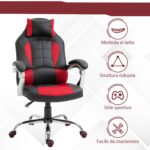 Sedia da Gaming Reclinabile con Supporto Lombare e Poggiatesta in Pelle PU