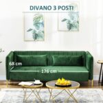 Divano 3 Posti Moderno con Cuscini Imbottiti