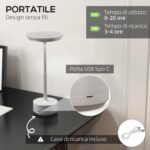 Lampada Senza Filo Touch Luce LED 3 Tonalità e Batteria Ricaricabile