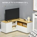 Mobile TV a L per TV da 40 con 3 Ripiani Aperti e 2 Armadietti