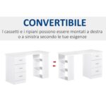 Scrivania Porta PC con 3 Cassetti e 3 Ripiani