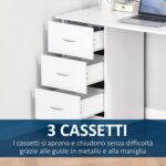 Scrivania Porta PC con 3 Cassetti e 3 Ripiani