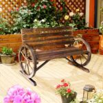 Panchina da Giardino Stile Country con Braccioli a Ruota in Legno