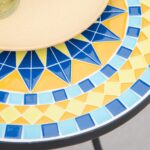 Tavolino da Giardino in Metallo con Piano d'Appoggio a Mosaico