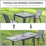 Tavolo da Giardino Allungabile per 4-6 Persone in Plastica e Alluminio